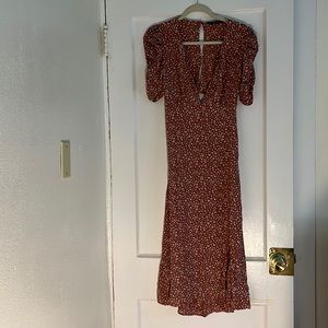 Mauve Abercrombie puff sleeve maxi dress